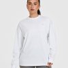 Classic Oversized Lightweight Long Sleeve Top White