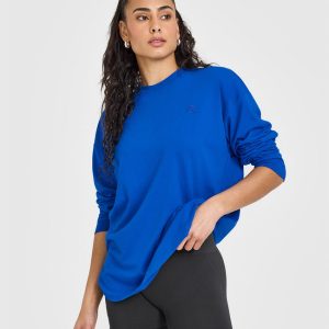 Classic Oversized Lightweight Long Sleeve Top Cobalt Blue