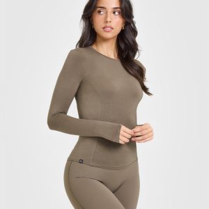 Mellow™ Soft Long Sleeve Top Moss Brown