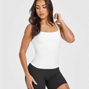 SoftMotion™ Strappy Vest with Built in Bra Shelf White