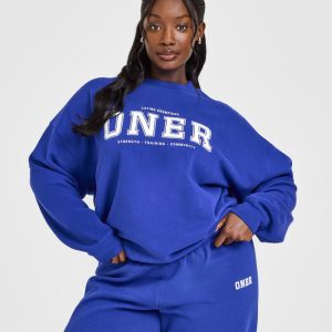 Mid Weight Sweatshirt With Printed Logo Space Blue