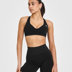 Effortless Seamless Racer Back Sports Bra Black