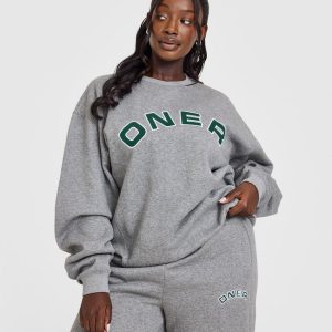 Foundations Oversized Graphic Sweatshirt Charcoal Marl