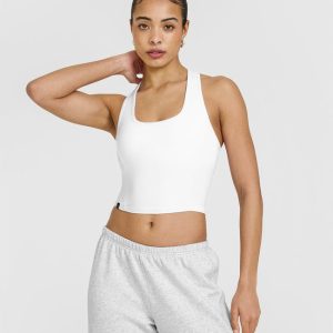 Mellow™ Rib Square Neck Mid Vest with Built in Bra Shelf White