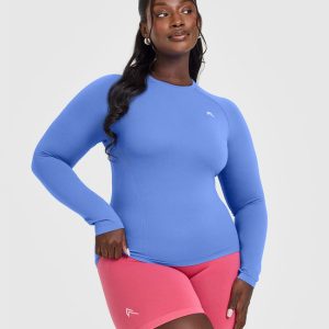 Go To Seamless Fitted Long Sleeve Top Light Glaucous Blue