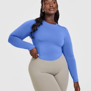 Mellow™ Soft Mid Long Sleeve Top Glaucous Blue