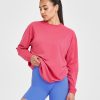 Classic Oversized Lightweight Long Sleeve Top Velvet Pink