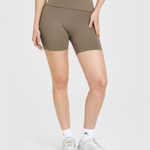 SoftMotion™ Fold Over Shorts 6" Moss Brown