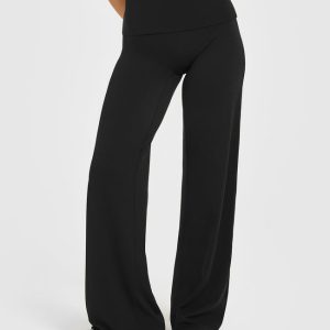 SoftMotion™ Fold Over Straight Leg Bottoms Black