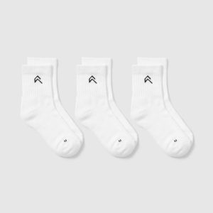 Mid Crew Socks 3 Pack White