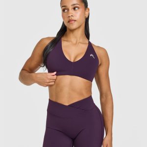 Unified Micro Bralette White Logo Blackberry Purple